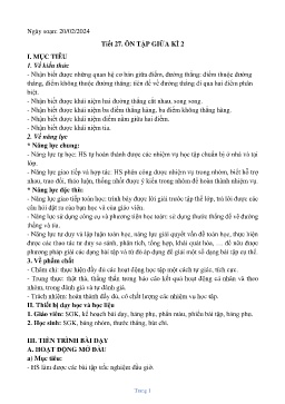 Giáo án Toán 6 (Kết nối tri thức) - Tuần 26+27 - Năm học 2023-2024