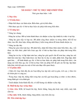 Giáo án Toán 6 (Kết nối tri thức) - Tuần 4 - Năm học 2023-2024