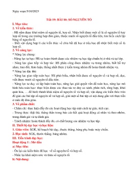 Giáo án Toán 6 (Kết nối tri thức) - Tuần 7+8 - Năm học 2023-2024