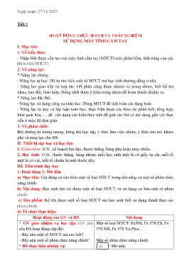 Giáo án Toán 6 - Tiết 3: Hoạt động thực hành và trải nghiệm sử dụng máy tính cầm tay - Năm học 2023-2024