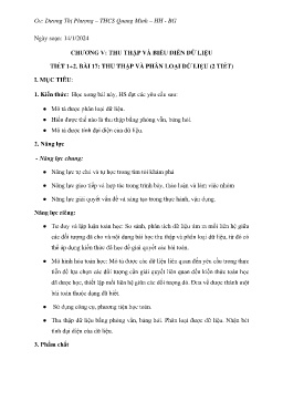 Giáo án Toán 7 (Kết nối tri thức) - Tiết 1+2, Bài 17: Thu thập và phân loại dữ liệu - Năm học 2023-2024 - Dương Thị Phượng