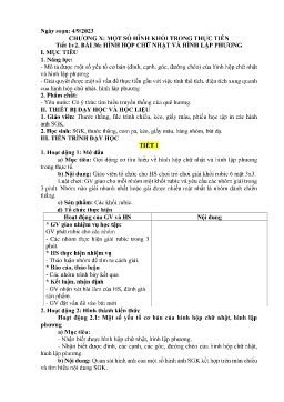 Giáo án Toán 7 (Kết nối tri thức) - Tiết 1+2, Bài 36: Hình hộp chữ nhật và hình lập phương - Năm học 2023-2024