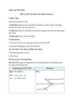 Giáo án Toán 7 (Kết nối tri thức) - Tiết 19: Ôn tập học kì I (Phần Hình học) - Năm học 2023-2024