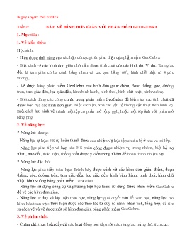 Giáo án Toán 7 (Kết nối tri thức) - Tiết 2, Bài: Vẽ hình đơn giản với phần mềm geogebra - Năm học 2023-2024
