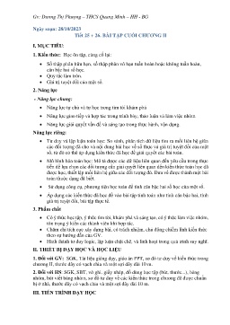 Giáo án Toán 7 (Kết nối tri thức) - Tiết 25+26: Bài tập cuối chương II - Năm học 2023-2024 - Dương Thị Phượng