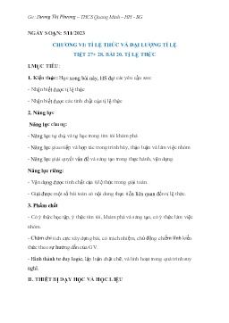 Giáo án Toán 7 (Kết nối tri thức) - Tiết 27+28, Bài 20: Tỉ lệ thức - Năm học 2023-2024 - Dương Thị Phượng