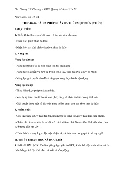 Giáo án Toán 7 (Kết nối tri thức) - Tiết 48+49, Bài 27: Phép nhân đa thức 1 biến - Năm học 2023-2024 - Dương Thị Phượng