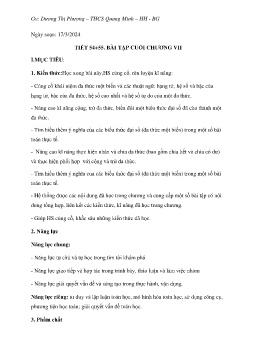 Giáo án Toán 7 (Kết nối tri thức) - Tiết 54+55: Bài tập cuối chương VII - Năm học 2023-2024 - Dương Thị Phượng