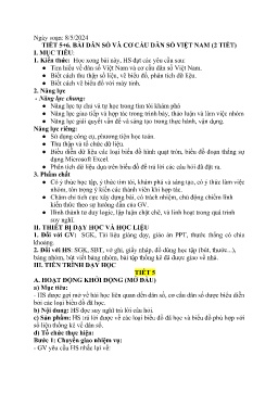 Giáo án Toán 7 (Kết nối tri thức) - Tiết 5+6: Dân số và cơ cấu dân số Việt Nam - Năm học 2023-2024 - Dương Thị Phượng