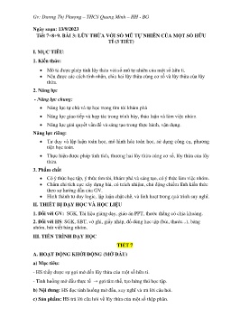 Giáo án Toán 7 (Kết nối tri thức) - Tiết 7-9, Bài 3: Lũy thừa với số mũ tự nhiên của 1 số hữu tỉ - Năm học 2023-2024 - Dương Thị Phượng