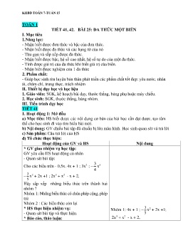 Giáo án Toán 7 (Kết nối tri thức) - Tuần 15 - Năm học 2023-2024