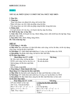 Giáo án Toán 7 (Kết nối tri thức) - Tuần 16 - Năm học 2023-2024