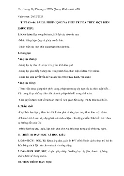 Giáo án Toán 7 (Kết nối tri thức) - Tuần 17+18 - Năm học 2023-2024 - Dương Thị Phượng