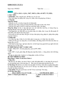 Giáo án Toán 7 (Kết nối tri thức) - Tuần 2 - Năm học 2023-2024