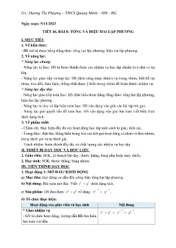 Giáo án Toán 8 (Kết nối tri thức) - Tiết 16, Bài 8: Tổng và hiệu 2 lập phương - Năm học 2023-2024 - Dương Thị Phượng