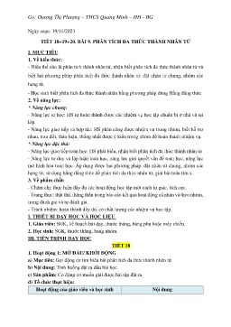 Giáo án Toán 8 (Kết nối tri thức) - Tiết 18-20, Bài 9: Phân tích đa thức thành nhân tử - Năm học 2023-2024 - Dương Thị Phượng