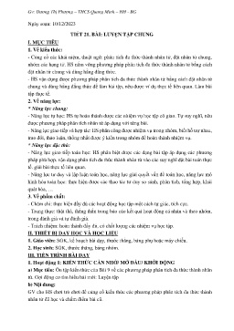 Giáo án Toán 8 (Kết nối tri thức) - Tiết 21: Luyện tập chung - Năm học 2023-2024 - Dương Thị Phượng