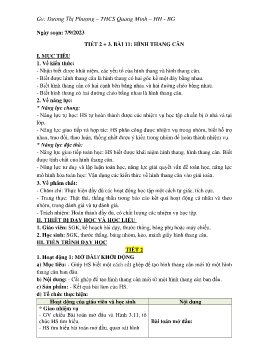 Giáo án Toán 8 (Kết nối tri thức) - Tiết 2+3, Bài 11: Hình thang cân - Năm học 2023-2024 - Dương Thị Phượng