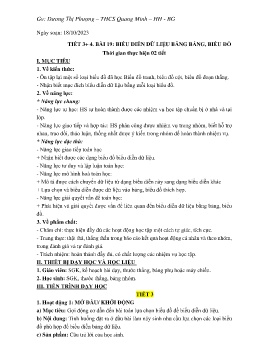 Giáo án Toán 8 (Kết nối tri thức) - Tiết 3+4, Bài 19: Biểu diễn dữ liệu bằng bảng, biểu đồ - Năm học 2023-2024 - Dương Thị Phượng