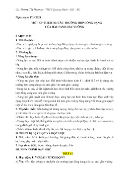 Giáo án Toán 8 (Kết nối tri thức) - Tiết 42+43, Bài 36: Các trường hợp đồng dạng của 2 tam giác vuông - Năm học 2023-2024 - Dương Thị Phượng