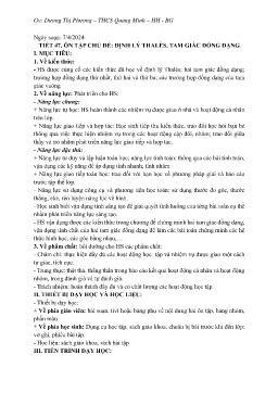 Giáo án Toán 8 (Kết nối tri thức) - Tiết 47: Ôn tập chủ đề Định lí thalès. Tam giác đồng dạng - Năm học 2023-2024 - Dương Thị Phượng