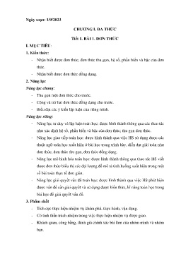 Giáo án Toán 8 (Kết nối tri thức) - Tuần 1 - Năm học 2023-2024