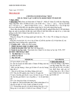 Giáo án Toán 9 - Tuần 6 - Năm học 2023-2024