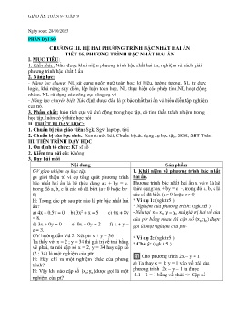 Giáo án Toán 9 - Tuần 9 - Năm học 2023-2024