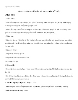 Giáo án Toán Lớp 6 (Kết nối tri thức) - Tiết 1+2, Bài 38: Dữ liệu và thu thập dữ liệu - Năm học 2023-2024