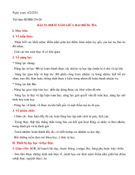 Giáo án Toán Lớp 6 (Kết nối tri thức) - Tiết 25+26, Bài 33: Điểm nằm giữa 2 điểm. Tia - Năm học 2023-2024