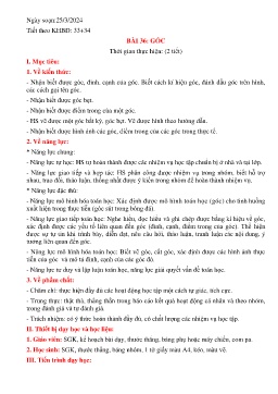 Giáo án Toán Lớp 6 (Kết nối tri thức) - Tiết 33+34, Bài 36: Góc - Năm học 2023-2024