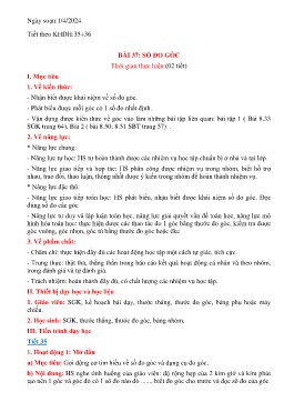 Giáo án Toán Lớp 6 (Kết nối tri thức) - Tiết 35+36, Bài 37: Số đo góc - Năm học 2023-2024