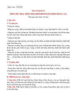 Giáo án Toán Lớp 6 (Kết nối tri thức) - Tiết 4-6, Bài 19: Hình chữ nhật, Hình thoi. Hình bình hành. Hình thang cân - Năm học 2023-2024