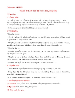 Giáo án Toán Lớp 6 (Kết nối tri thức) - Tiết 44: Ôn tập học kì I (Phần Đại số) - Năm học 2023-2024