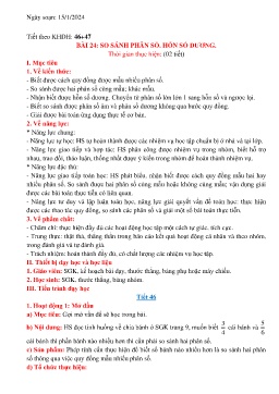 Giáo án Toán Lớp 6 (Kết nối tri thức) - Tiết 46+47, Bài 24: So sánh phân số, hỗn số dương - Năm học 2023-2024