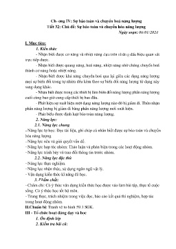 Giáo án Vật lí 9 - Tiết 32: Sự bảo toàn và chuyển hóa năng lượng - Năm học 2023-2024