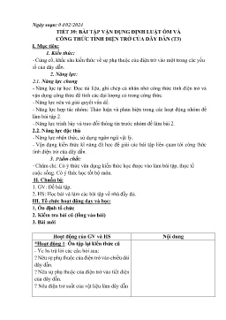 Giáo án Vật lí 9 - Tiết 39: Bài tập vận dụng định luật ôm và công thức tính điện trở của dây dẫn (Tiết 3) - Năm học 2023-2024