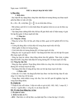 Giáo án Vật lí 9 - Tiết 4: Đoạn mạch nối tiếp - Năm học 2023-2024