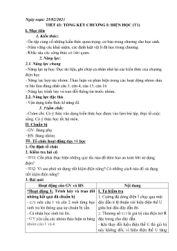 Giáo án Vật lí 9 - Tiết 43+44: Tổng kết chương I Điện học (Tiết 1+2) - Năm học 2023-2024