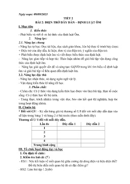 Giáo án Vật lí 9 - Tuần 2 - Năm học 2023-2024