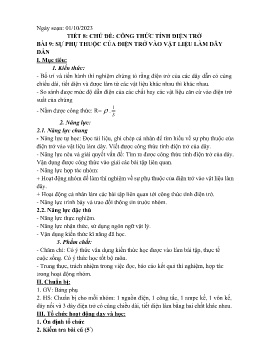 Giáo án Vật lí 9 - Tuần 5, Chủ đề: Công thức tính điện trở - Năm học 2023-2024
